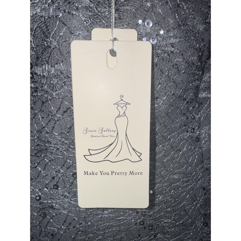 Women's Formal top Lace Mother of bride Gown Long Evening dress Size L/XL GRAY - Picture 6 of 6